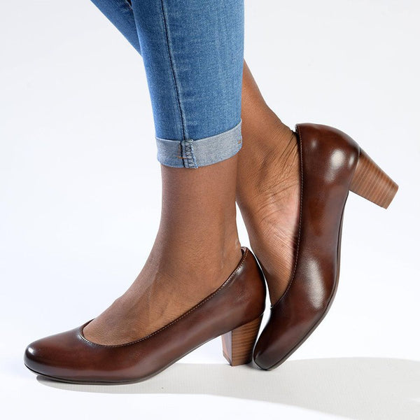 Soft Style By Hush Puppies Amya Block Heel - Brown-Soft Style by Hush Puppies-Buy shoes online