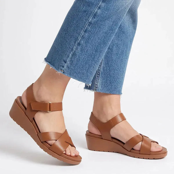 Soft Style By Hush Puppies Atiana Wedge Sandals - Burnish Brown