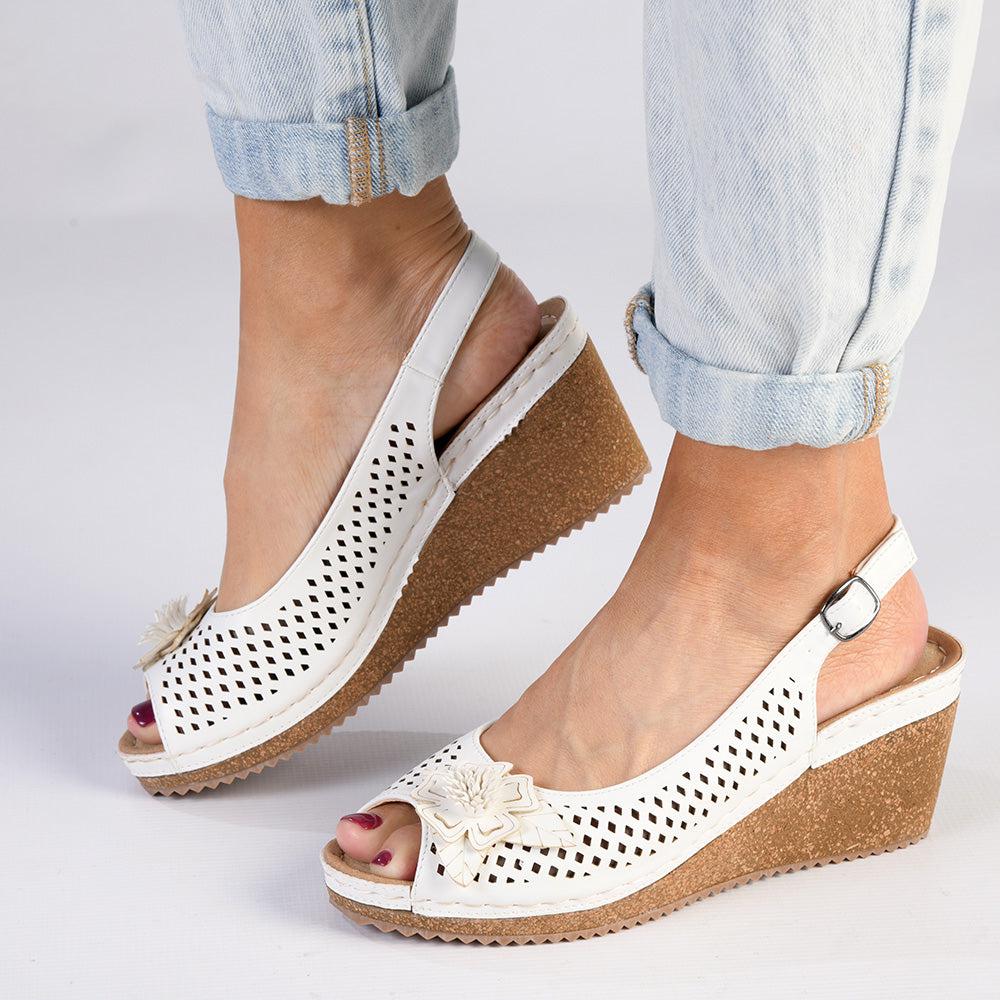 Soft Style By Hush Puppies Coco Wedge Sandal - White – Shoe Box™ Online ...