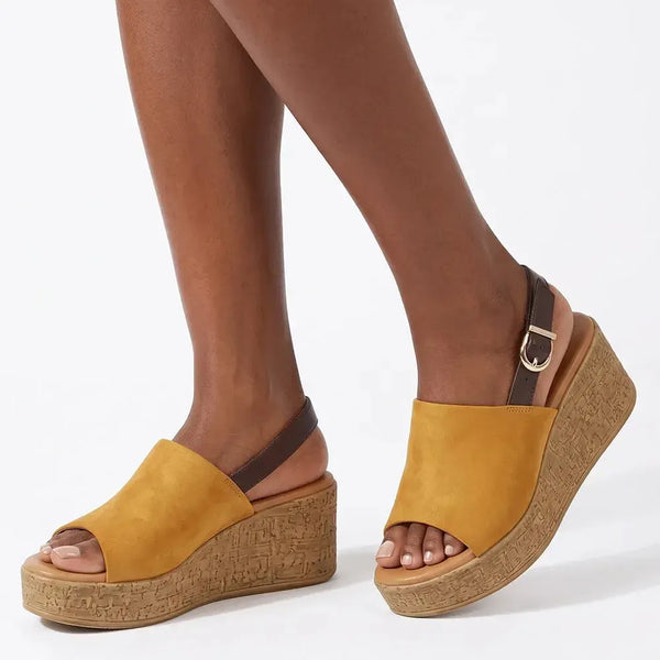 Soft Style By Hush Puppies Nobu Wedge Sandal -Yellow