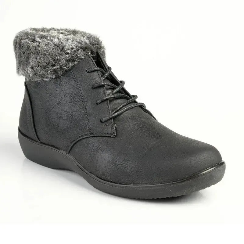 Soft Style by Hush Puppies Yuina Fur Collar Ankle Boot Black
