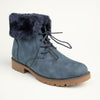 Soft Style by Hush Puppy Samira Fur Collar Boots - Navy-Soft Style by Hush Puppies-Buy shoes online