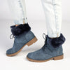 Soft Style by Hush Puppy Samira Fur Collar Boots - Navy-Soft Style by Hush Puppies-Buy shoes online