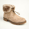 Soft Style by Hush Puppy Samira Fur Collar Boots - Taupe-Soft Style by Hush Puppies-Buy shoes online