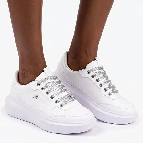 Soviet L Sylvie Casual Sneaker - White and Silver