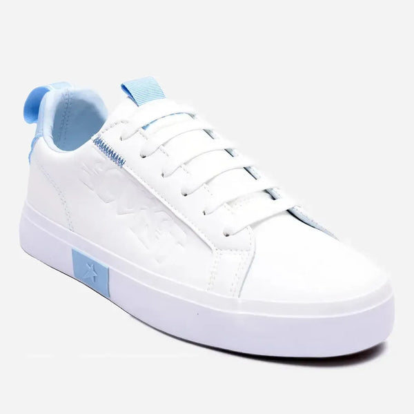 Soviet Ladies Hollywood Lace Up Sneaker - White Blue