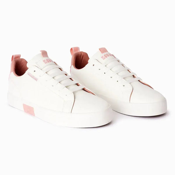 Soviet Ladies Hollywood Lace Up Sneaker - White Pink