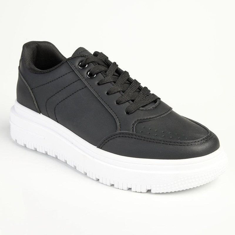 Tom Tom Tom Lace Up Sneaker - Black / White | Shoe Box Online Store