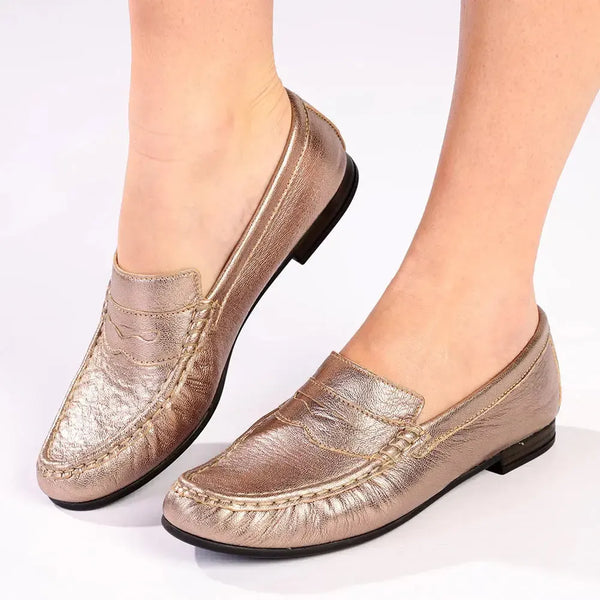 Tsonga Chobe Leather Moccasin - Sabbia Metallic