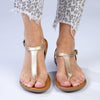 Tsonga Khuthaza Leather T-Bar Sandals - Gold Nappa Prime-Tsonga-Buy shoes online