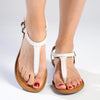 Tsonga Khuthaza Leather T-Bar Sandals - White Cayak-Tsonga-Buy shoes online