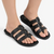 Tsonga Maroua 3 Strap Leather Push In Sandal - Black