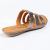 Tsonga Maroua 3 Strap Leather Push In Sandal - Sabia Metallic