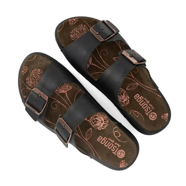 Tsonga Masego Leather Footbed Sandal - Black