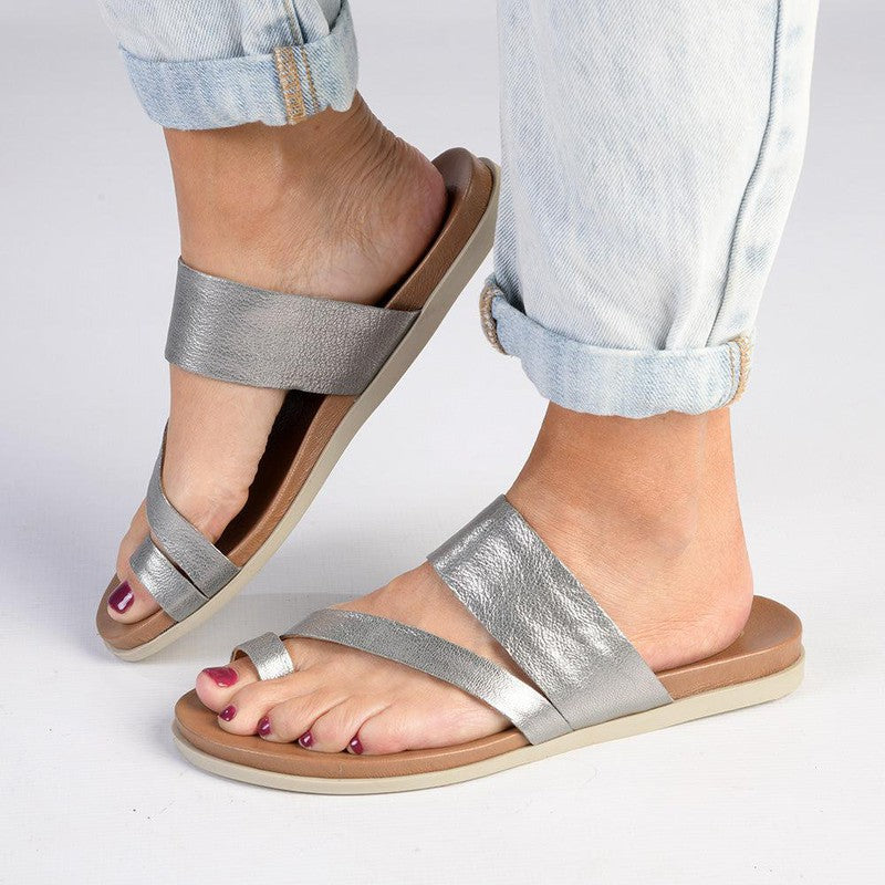 Leather Women's Toe Loop Sandals - Abra Brown – Jerusalem Sandals