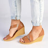 Tsonga Nompempe Leather Open Toe Wedge Sandals - Oak Cayak-Tsonga-Buy shoes online