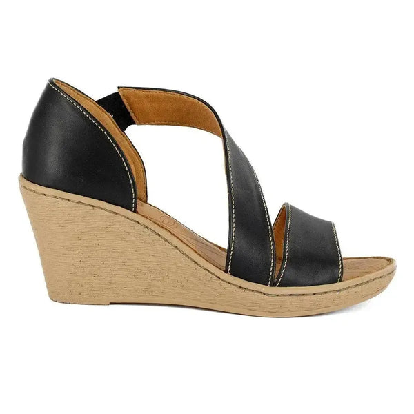 Tsonga Nompempe Leather Wedge Sandal - Black