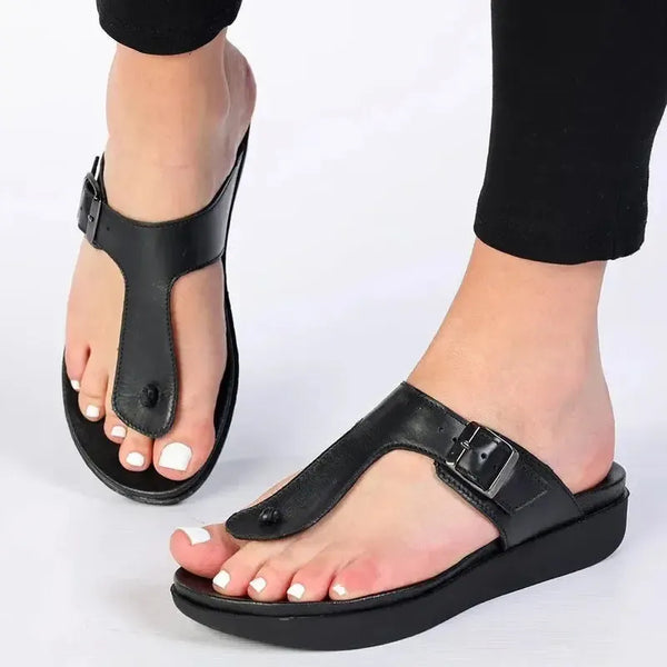 Tsonga Olufemi T-Bar Footbed Sandal with Buckle - Black