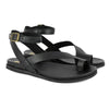 Tsonga Ugalonci Toe Loop Leather Ankle Tie Sandals - Black
