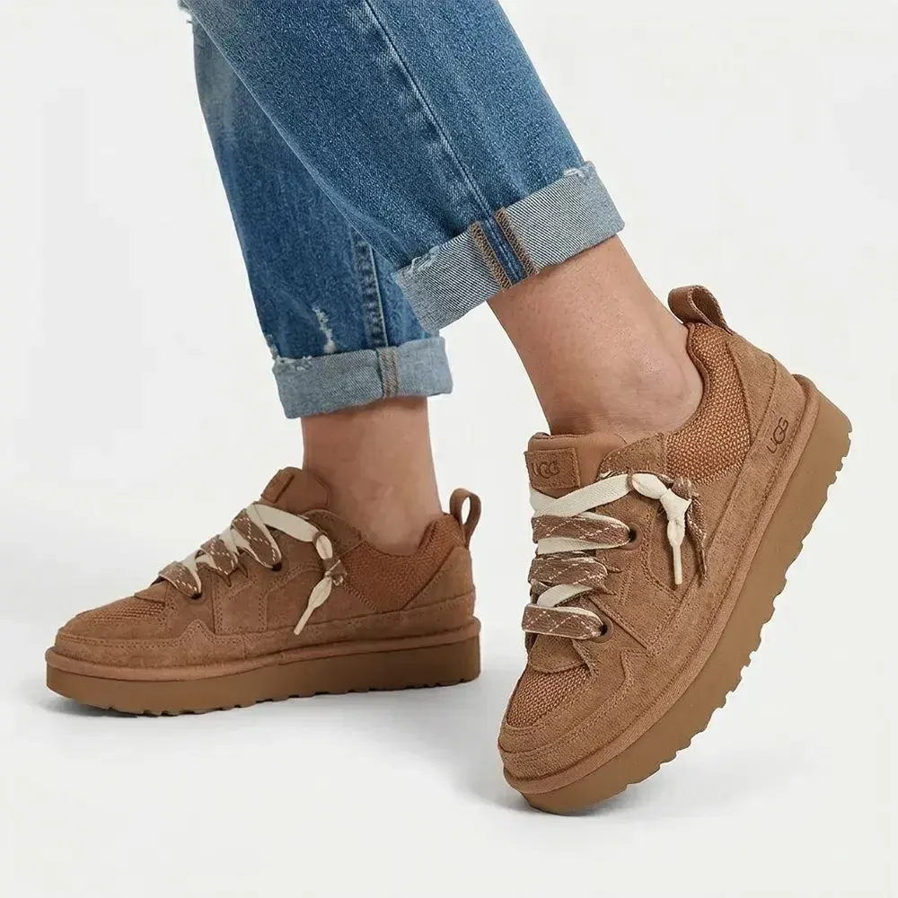 UGG Womens LO Lowmel Leather Sneaker - Chestnut | Shoe Box Online