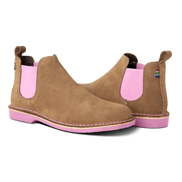Veldskoen Leather Chelsea Uhambo - Light Pink Sole/Tan Grain Suede