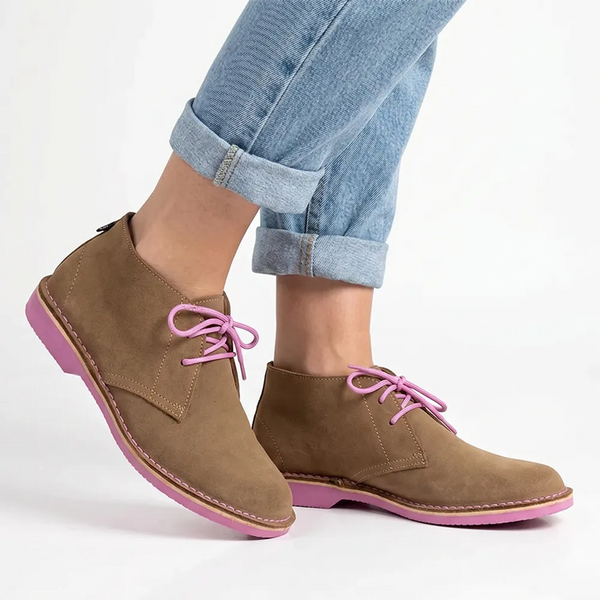 Veldskoen Leather Heritage Uhambo - Light Pink Sole/Tan Grain Suede