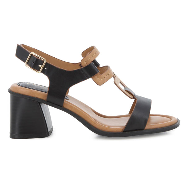Pierre Cardin Block Heel - Black/Beige