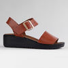 Froggie Megan Lower Leather Wedge Sandal -Chestnut