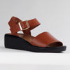 Froggie Megan Lower Leather Wedge Sandal -Chestnut