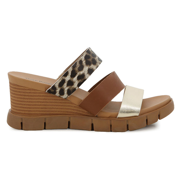 Hush Puppies Catalino Leather Wedge - Leopard/Brown/Beige