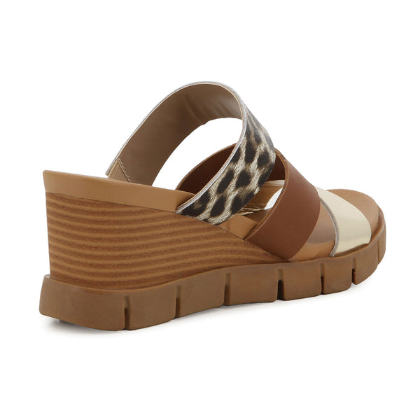 Hush Puppies Catalino Leather Wedge - Leopard/Brown/Beige