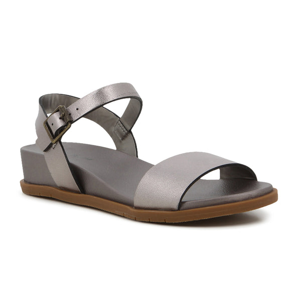 Hush Puppies Graice Leather Sandals - Pewter