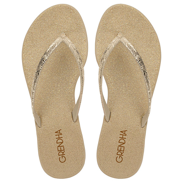 Grendha Amor Em Flor Thong Sandal - Gold Glitter