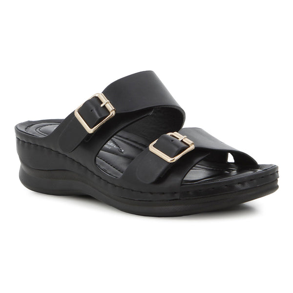 Pierre Cardin Twin Buckle Sandals - Black