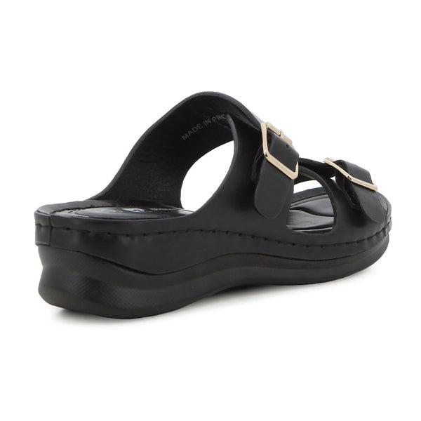 Pierre Cardin Twin Buckle Sandals - Black