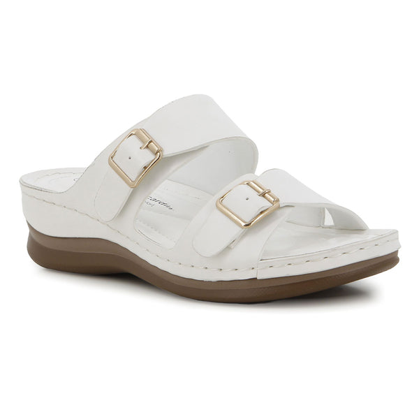 Pierre Cardin Twin Buckle Sandals - White