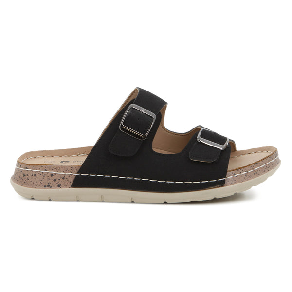Pierre Cardin Twin Buckle Sandal  - Black