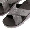 Fit Flop Lulu Glitterdust Cross Slides Sandal - Pewter