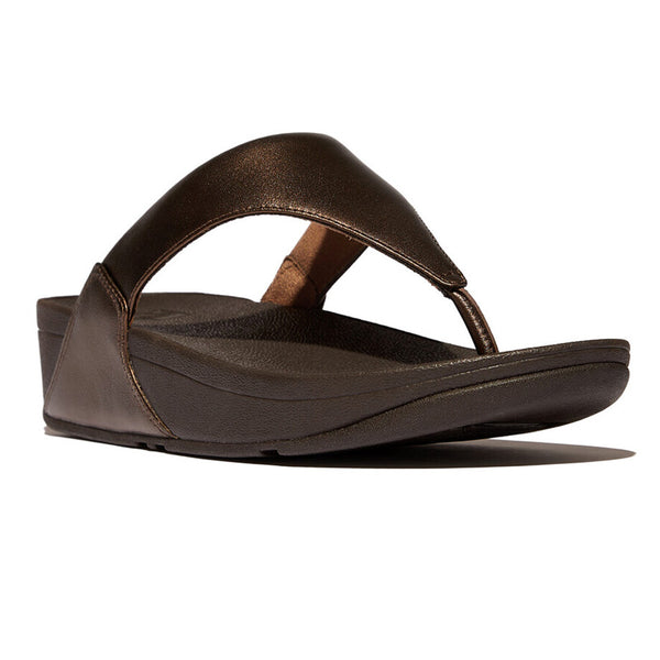 Fit Flop Lulu Leather Sandal - Metallic Chocolate Brown