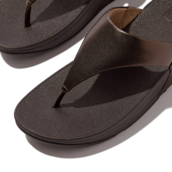 Fit Flop Lulu Leather Sandal - Metallic Chocolate Brown