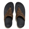 Fit Flop Lulu Toe Post Leopard Suede Sandal - Tan/Black Mix