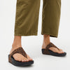 Fit Flop Lulu Toe Post Leopard Suede Sandal - Tan/Black Mix