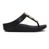 Fit Flop Lulu Toe Post Sleek Resin Trim Leather Sandal - Black