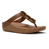 Fit Flop Lulu Toe Post Sleek Resin Trim Leather Sandal - Terracotta Tan