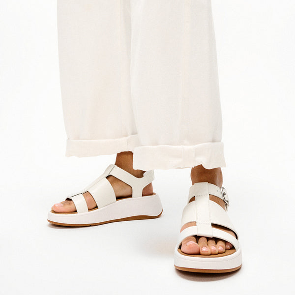 Fit Flop F-Mode Fisherman Platform Leather Sandal - Urban White