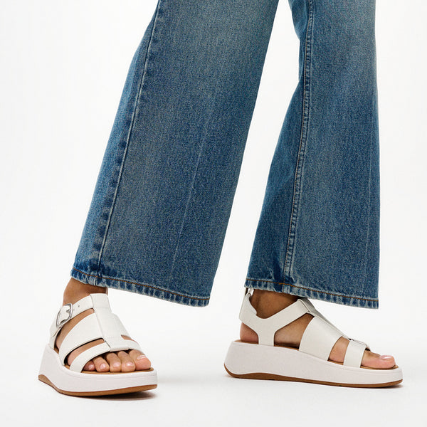 Fit Flop F-Mode Fisherman Platform Leather Sandal - Urban White