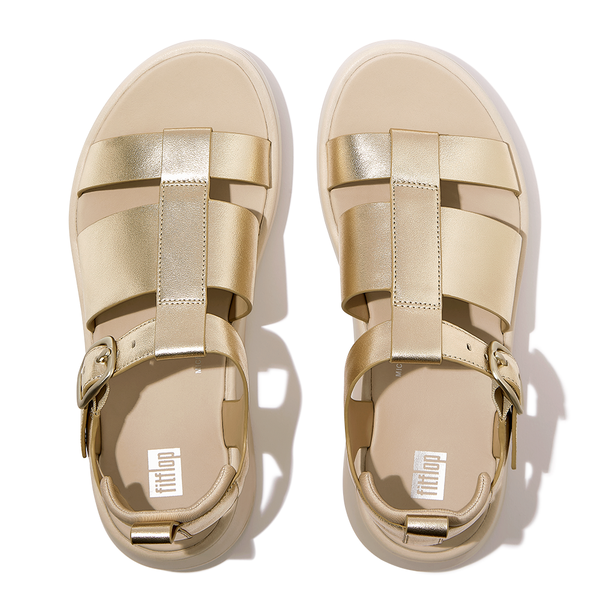 Fit Flop F-Mode Fisherman Flatform Leather Sandal - Platino