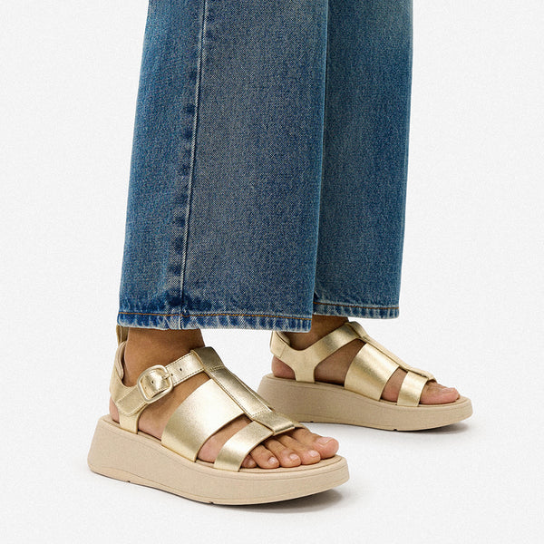 Fit Flop F-Mode Fisherman Flatform Leather Sandal - Platino