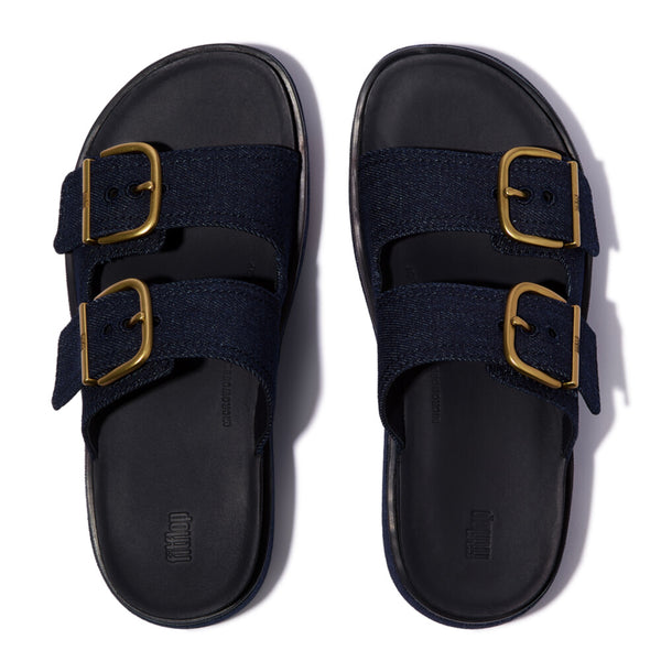 Fit Flop Gen FF-Max Two Bar Buckle Slides - Dark Denim