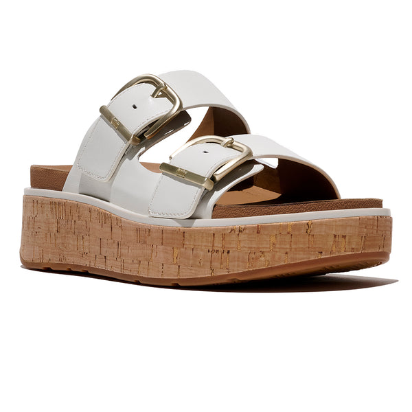 Fit Flop Gen FF-Max Two Bar Buckle Leather Slides - Urban White